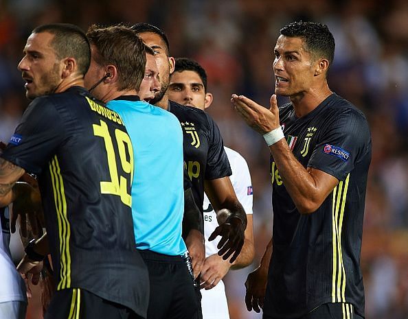 Ronaldo was shown a red card in his first UCL match for Juventus