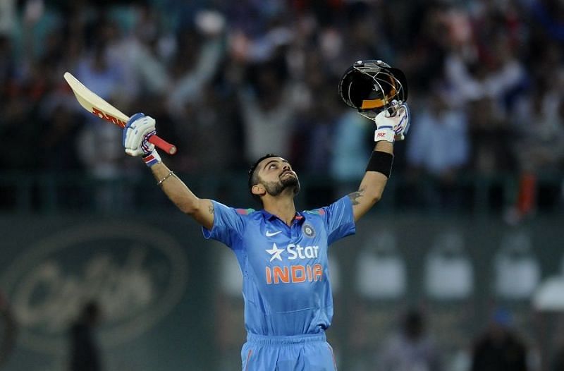 Virat Kohli smashed the record of fastest century in ODI cricket by an Indian: 100*(52)