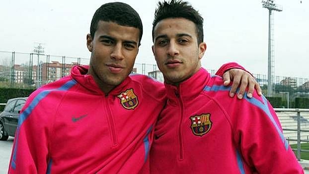 Thiago and Rafinha played together for Barcelona