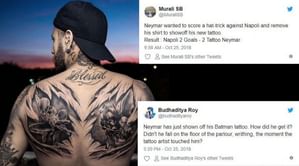 Twitter reacts as Neymar shows off new Batman and Spiderman tattoos