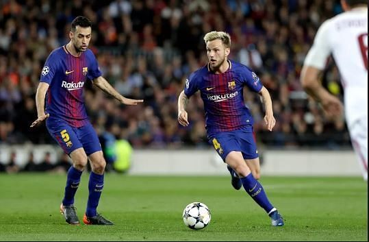 Barcelona&#039;s Sergio Busquets and Ivan Rakiti&Auml;