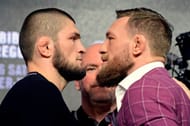 Image result for khabib nurmagomedov vs conor mcgregor face off