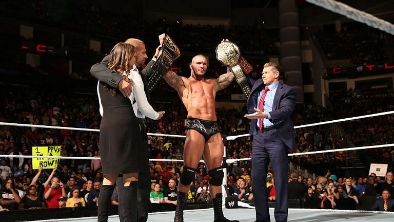 The Viper, Randy Orton hoists his newly-won Undisputed World Championship at TLC 2013.