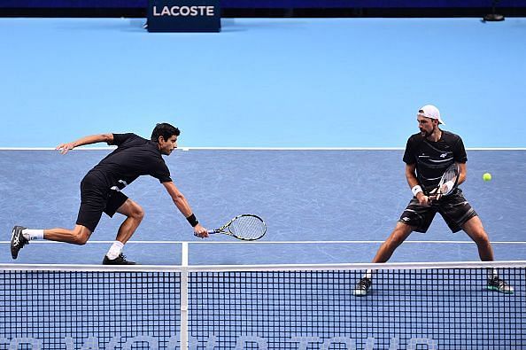 Kubot and Melo in their 2018 Nitto ATP Finals match against Marach and Pavic,