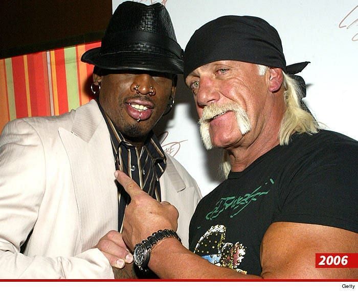 Dennis Rodman and Hulk Hogan;  Still friends after all these years.