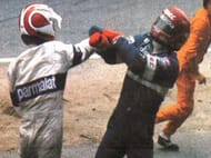 Nelson Piquet throws a punch at Eliseo Salazar