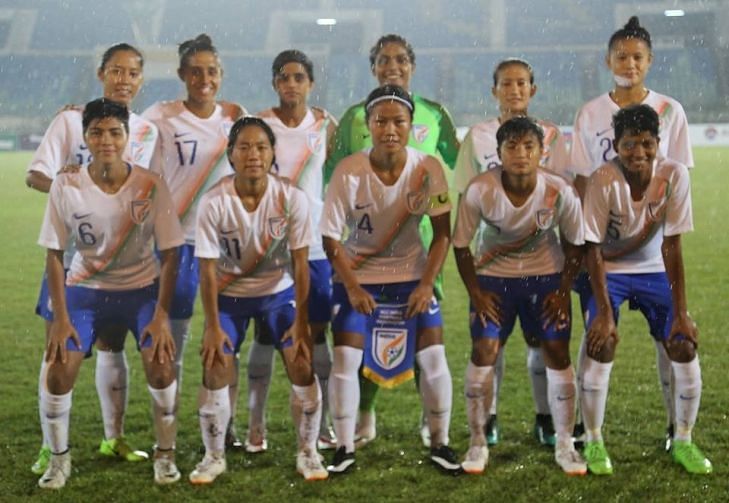 India&#039;s Starting XI against Myanmar during their AFC Women&#039;s Olympic Qualifier (Image: AIFF Media)