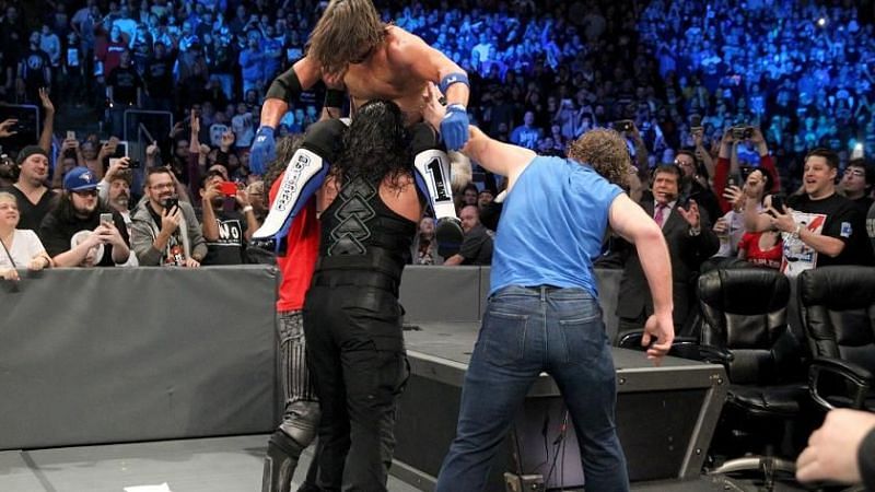 The Shield reunite to destroy AJ Styles.
