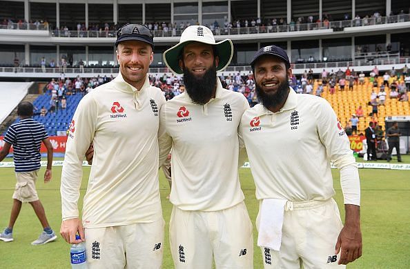 England spin trio (from L to R) - Jack Leach, Moeen Ali and Adil Rashid