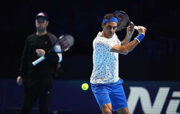 Federer practises at the O2 Arena ahead of the ATP Finals 2018