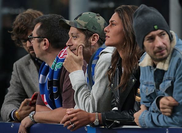Valentino Rossi watching Inter Milan&#039;s Champions League clash against FC Barcelona at the San Siro