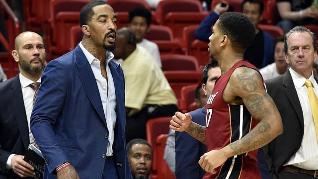 J.R. Smith in one of his many NBA confrontations