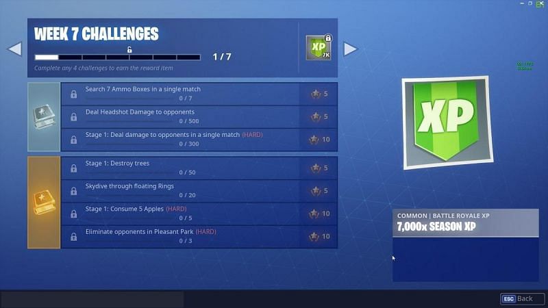 Season 6 week 7 complete challenge list.