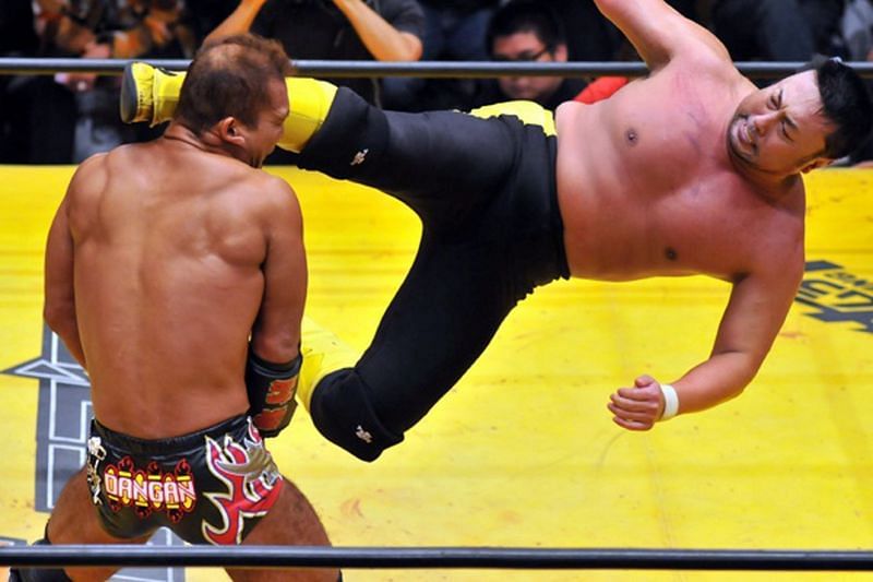 Kawada&#039;s Powerbomb was just as feared as his kick, the latter of which can be seen here