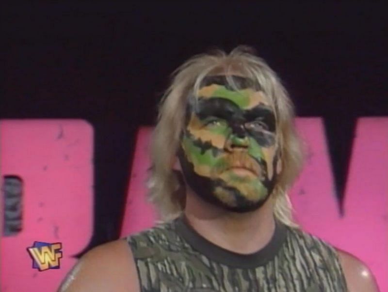 Camo paint only works in the jungle, not a wrestling ring, but nobody told Barry Windham that.