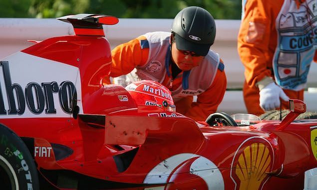 Michael Schumacher&#039;s engine while leading the race and the championship blew up in the penultimate race of the season