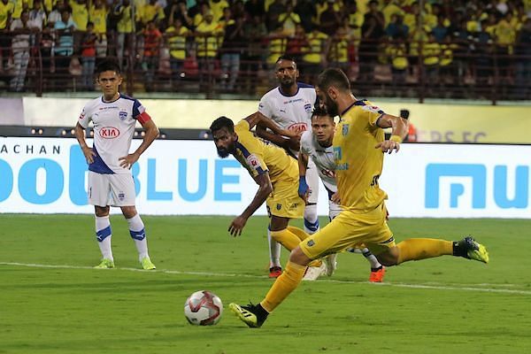 Slavisa Stojanovic converts a penalty which was wrongly awarded [Image: ISL]