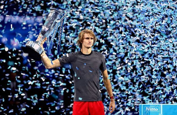 Alexander Zverev with the 2018 Nitto ATP Finals trophy