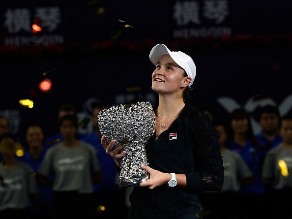 Ashleigh Barty with the 2018 WTA Elite Trophy, Zhuhai China