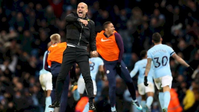 A jubilant Pep Guardiola