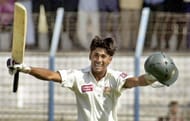 Mohammad Ashraful is celebrating his hundred in Test debut