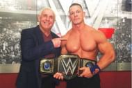 John Cena with Ric Flair after winning his 16th world title