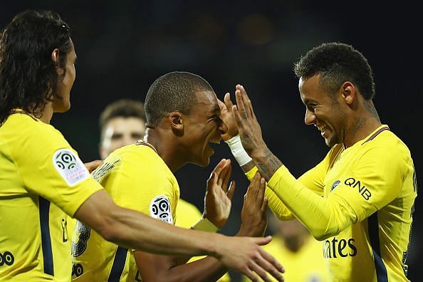 Paris Saint Germain superstars - Edinson Cavani, Kylian Mbappe and Neymar Junior