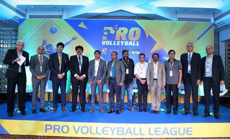 From Left to Right-&nbsp;Joy Bhattacharya- CEO, Pro Volleyball League, Ramavtar Singh Jhakar- VFI Secretary General, DG Chaudhary- Owner, Ahmedabad Defenders, Safeer PT &ndash; Owner, Calicut Heroes, Uppiliappan G-&nbsp;Owner, Chennai Spartans, Shyam Gopu- Owner, Hyderabad Black Hawks, Thomas Muthoot- Owner, Kochi Blue Spikers, S Vasudevan- President VFI, Ronnie Screwvala- U Mumba, Luis Alexandre- Director Asia and Oceania, FIVB, Tuhin Mishra- Co-Founder &amp; MD, Baseline Ventures Pvt. Ltd&nbsp;