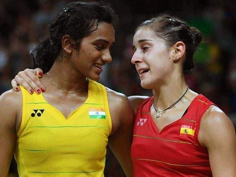 PV Sindhu (left) and Carolina Marin will clash in the opening tie