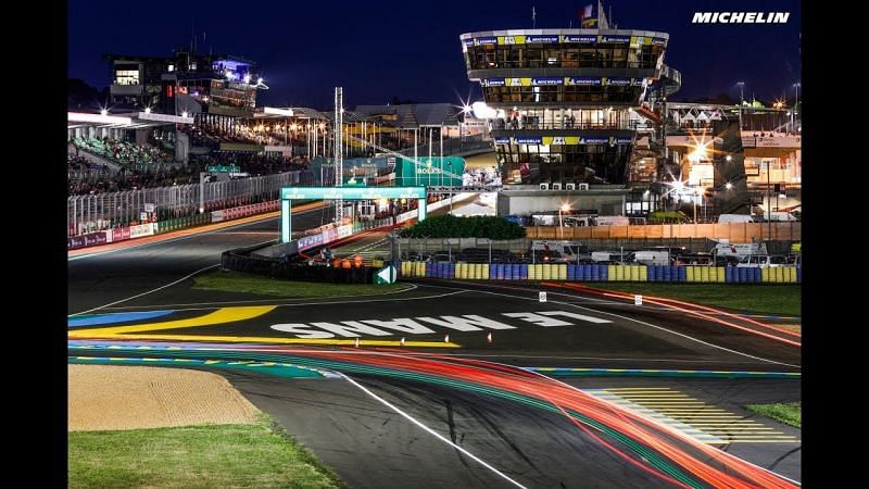 The Circuit des 24 Heures du Mans at night 