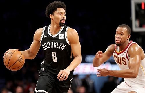 The Brooklyn Nets in action against the Cleveland Cavaliers