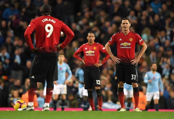 A dejected Manchester United side