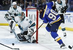 Chad Johnson makes 33 saves, Blues beat Sharks 4-0