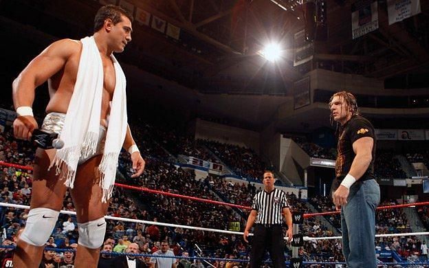 The Game and Del Rio stare off at a live event in 2010.