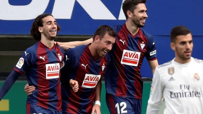 Cucurella (first from left) celebrates the second goal with Enrich