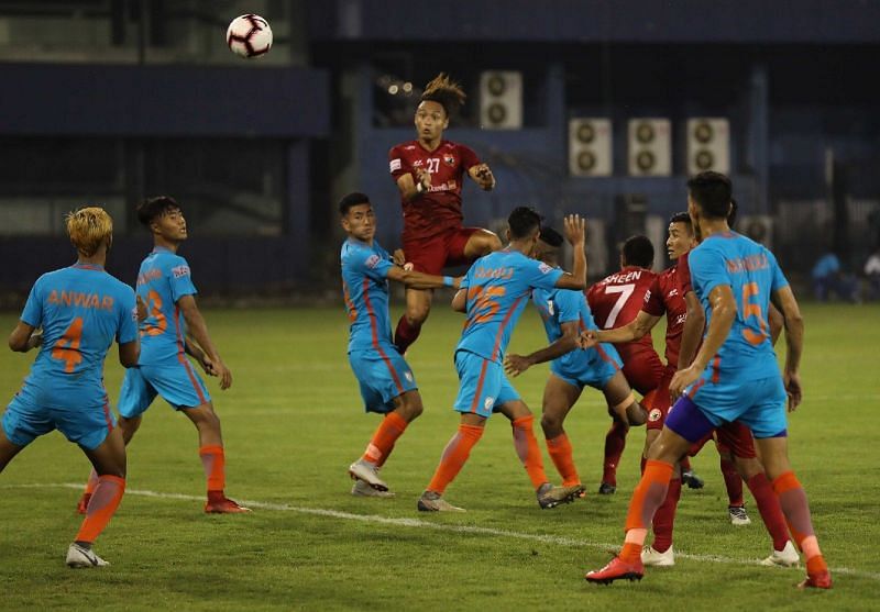 Debutant Aimol produced a goal-line heading clearance to deny Aibhan from equalizing