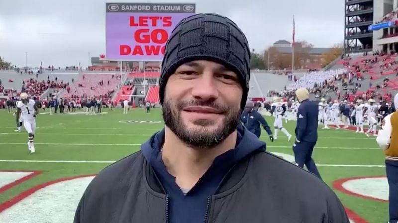 Roman Reigns supports the Georgia Tech Yellow Jackets in their final game of the season