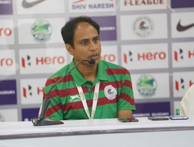 Sankarlal Chakraborty at the post-match press conference