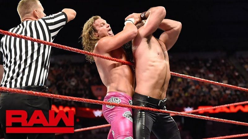 Where was Drew during the match between Dolph and Seth Rollins?