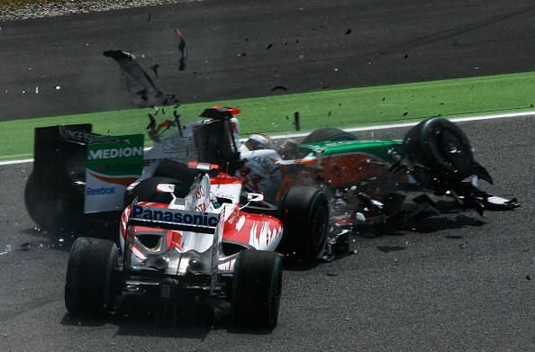 Adrian Sutil and Jarno Trulli tangled earlier in the season in Spain.