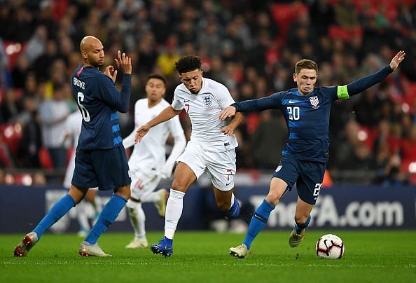 England&#039;s attacking players, including Jadon Sancho, were outstanding in the first half