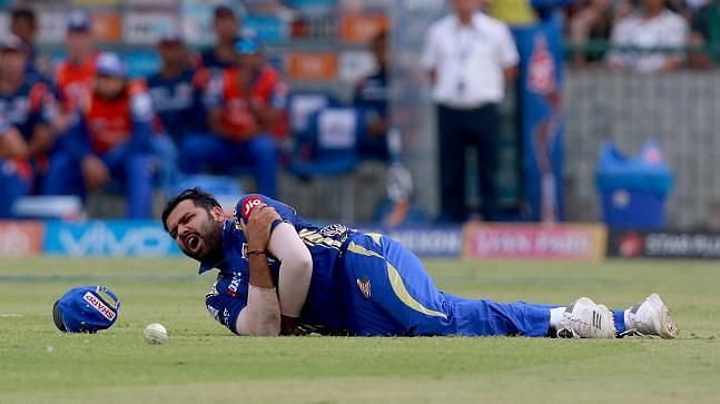 Rohit injured his shoulder against Delhi Daredevils in IPL 2018