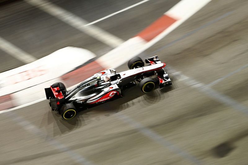Hamilton driving a McLaren in Singapore in 2011
