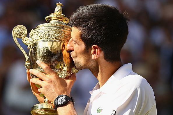 Djokovic with Wimbledon 2018 trophy