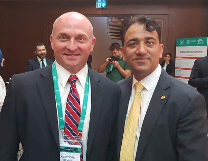 A Scott Wendel, president of the U.S Traditional Wrestling Society with Shammi Rana Rapporteur Adhoc Advisory Committee Traditional Sports and Games, UNESCO