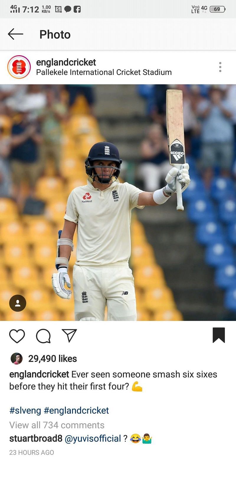 &Acirc;&nbsp;This saucy comment by Stuart Broad has received over 5.1k likes and 600+ replies till now.