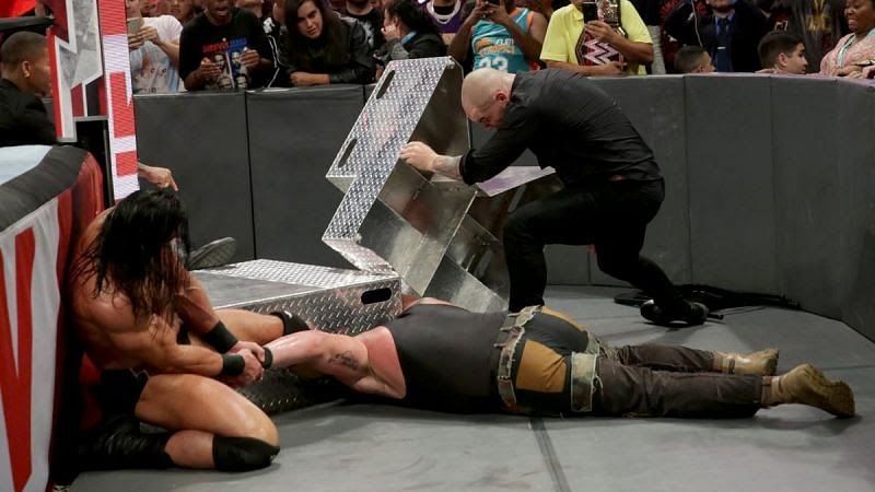 Braun was apparently injured after a beat-down at the hands of the heel trio last week on Raw