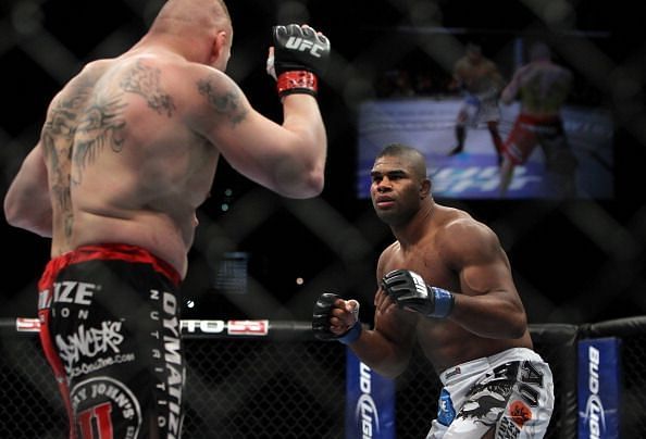 Lesnar and Overeem circle each other in the main event