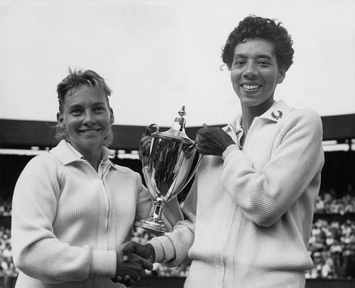 Althea Gibson on the right - the first ever African - American Grand Slam champion