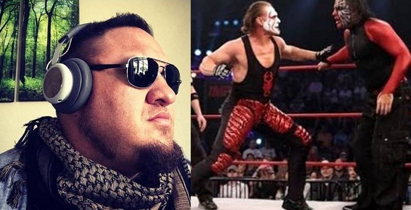Samoa Joe (left) subtly referenced the infamous match at TNA Victory Road 2011, between Sting (center) and Jeff Hardy (right)